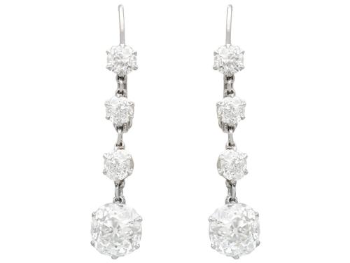 5.80ct Diamond and Platinum Drop Earrings - Antique Circa 1920 (1 of 9) 5.80ct Diamond and Platinum Drop Earrings - Antique Circa 1920 (1 of 9)