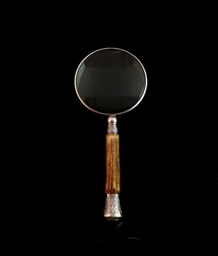 Victorian Silver Magnifying Glass, Antler Handle (1 of 13)