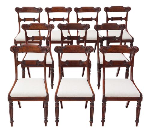 Set of 10 Regency Carved Mahogany Dining Chairs, 19th Century (1 of 8)