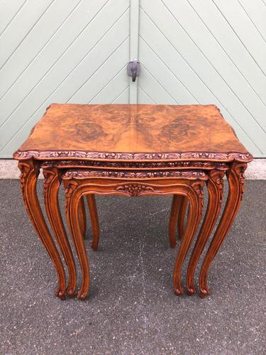 Quality Burr Walnut Nest of 3 Tables (1 of 10) Quality Burr Walnut Nest of 3 Tables (1 of 10)