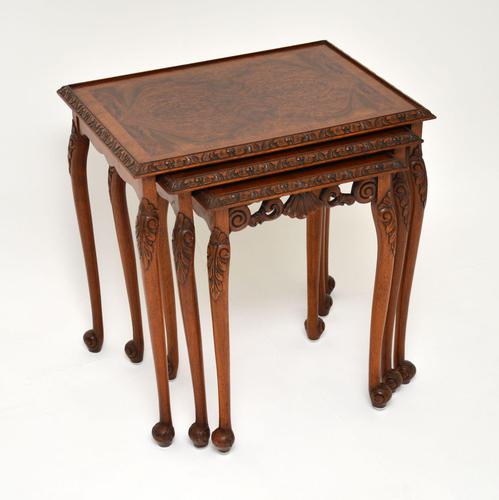 Antique Queen  Anne Style Burr Walnut Nest of Tables (1 of 9)