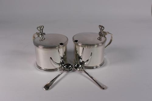 Pair of Heavy Gauge George V Silver Drum Mustards (1 of 7)