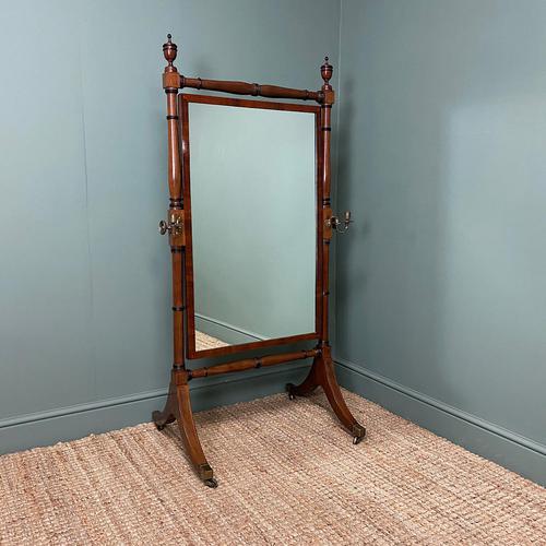 Elegant Regency Mahogany Antique Cheval Mirror (1 of 6)