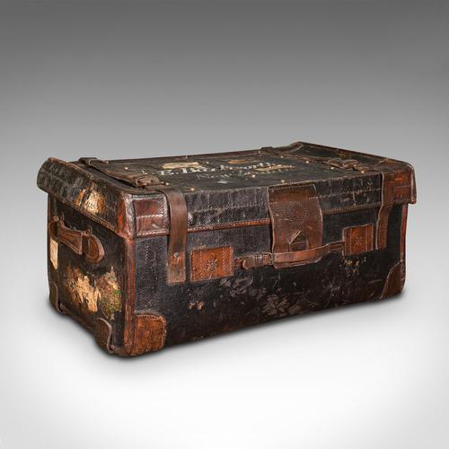 Vintage Overseas Voyage Trunk, English, Leather, Travel Case, Luggage c.1930 (1 of 12)