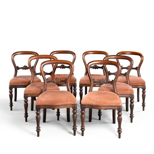 Attractive Set of Eight Late 19th Century Balloon Backed Chairs (1 of 4)