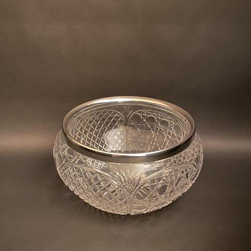 Edwardian Crystal & Silver Rim Bowl (1 of 3)