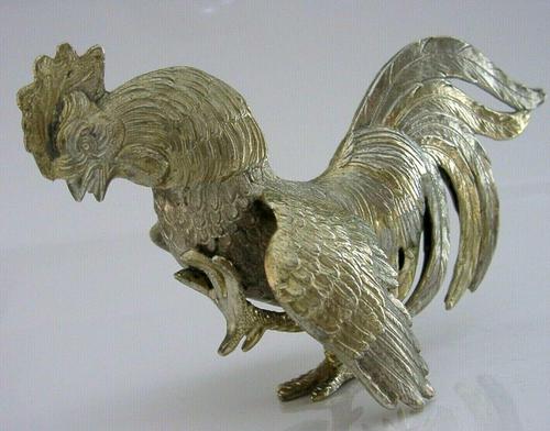 Rare Large Sterling Silver Cockerel Cock Fighting Bird Figure 1966 Antique 132g (1 of 9) Rare Large Sterling Silver Cockerel Cock Fighting Bird Figure 1966 Antique 132g (1 of 9)