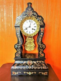 1840s Rare Antique Marti Medaille De Bronze Ebonized Ormolu Boulle Portico Clock (1 of 3)