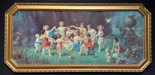 After: 'Hans Zatzka' Lovely Large Children Playing Gilt Framed Print (1 of 12)