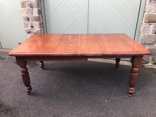 Antique Golden Oak Wind Out Extending Dining Table (1 of 11)