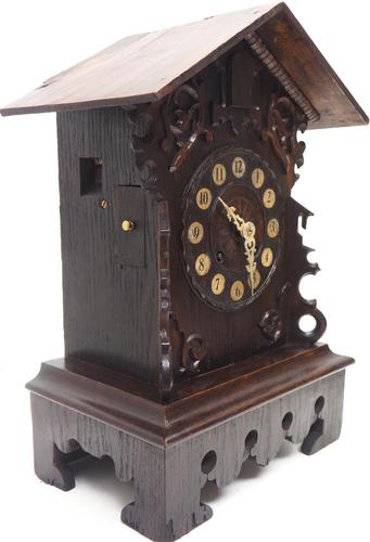 Rare Cuckoo Mantel Clock – German Black Forest Carved Bracket Clock (1 of 12)