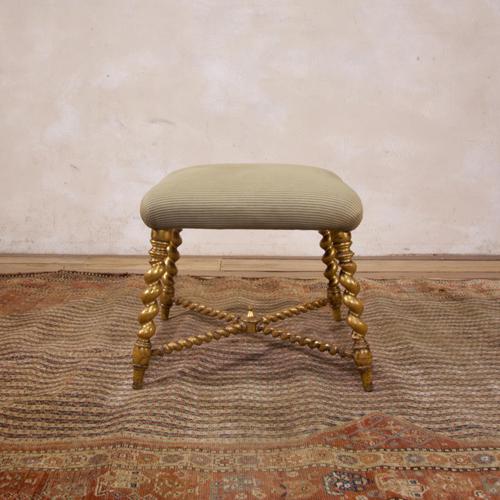 19th Century French Square Giltwood & Upholstered Stool Ottoman - Table (1 of 10) 19th Century French Square Giltwood & Upholstered Stool Ottoman - Table (1 of 10)