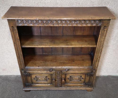 Oak Open Bookcase With Carved Detail (1 of 10) Oak Open Bookcase With Carved Detail (1 of 10)