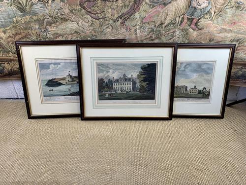 Set of Three Colourised Engravings of Country House Scenes (1 of 5) Set of Three Colourised Engravings of Country House Scenes (1 of 5)