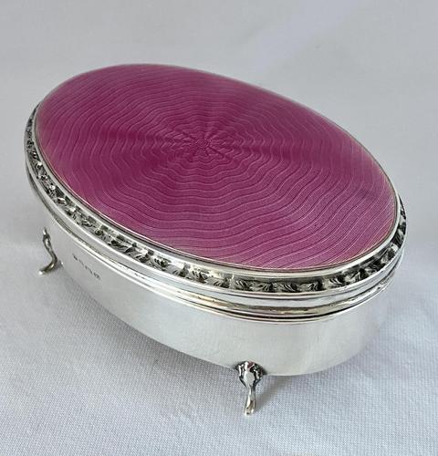 Guilloche Enamel on Silver Jewellery Box - Birmingham 1924 (1 of 10)