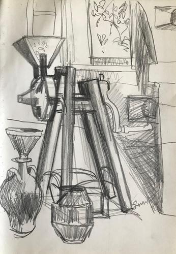 Original pencil drawing 'The olive press' by Toby Horne Shepherd 1909-1993 Signed c.1965 (1 of 1) Original pencil drawing 'The olive press' by Toby Horne Shepherd 1909-1993 Signed c.1965 (1 of 1)