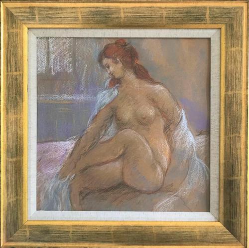 Original pastel 'Seated nude' by Dennis Gilbert NEAC. B.1922. From a studio collection (1 of 2) Original pastel 'Seated nude' by Dennis Gilbert NEAC. B.1922. From a studio collection (1 of 2)
