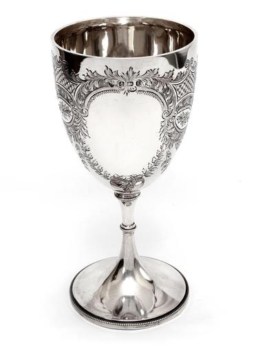 Edwardian Silver Goblet Engraved on the Bowl with Scrolls, Floral Motifs and Garlands (1 of 6) Edwardian Silver Goblet Engraved on the Bowl with Scrolls, Floral Motifs and Garlands (1 of 6)