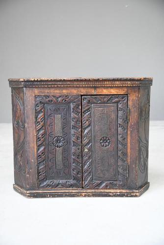 Grained Carved Rustic Hanging Cupboard (1 of 12) Grained Carved Rustic Hanging Cupboard (1 of 12)