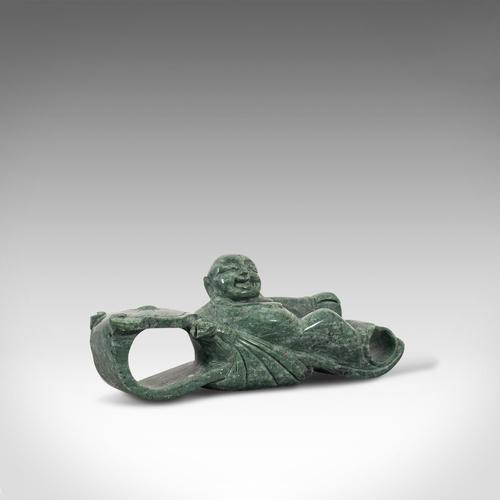 Antique Ruyi Belt Hook, Oriental, Jade Marble, Buckle, Hotei, Budai c.1900 (1 of 12)