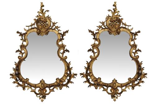 Rare Pair of 19th Century Pier Giltwood Mirrors in the Rococo Manner (1 of 4) Rare Pair of 19th Century Pier Giltwood Mirrors in the Rococo Manner (1 of 4)