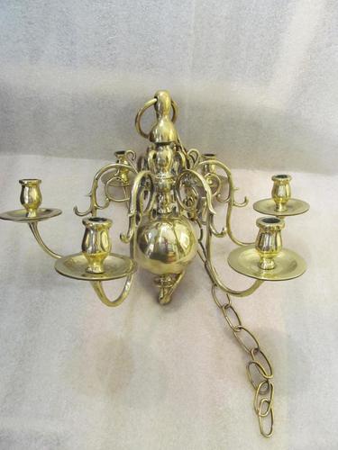 A Dutch Style 6 Light Brass Ball Chandelier (1 of 6) A Dutch Style 6 Light Brass Ball Chandelier (1 of 6)