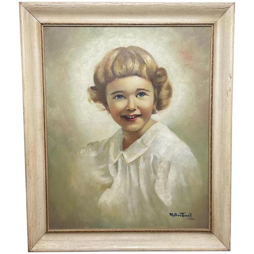 20th Century Oil Painting Portrait Girl With Curly Hair "The Happy Smile" (1 of 19) 20th Century Oil Painting Portrait Girl With Curly Hair "The Happy Smile" (1 of 19)