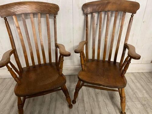 Pair of Edwardian Farmhouse Fireside Chairs (1 of 4)