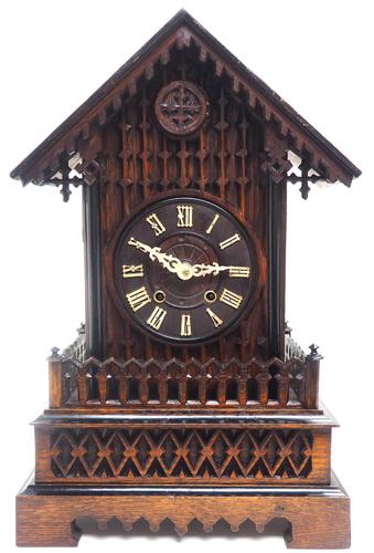 Rare Gallery Cuckoo Mantel Clock – German Black Forest Carved Bracket Clock (1 of 13) Rare Gallery Cuckoo Mantel Clock – German Black Forest Carved Bracket Clock (1 of 13)