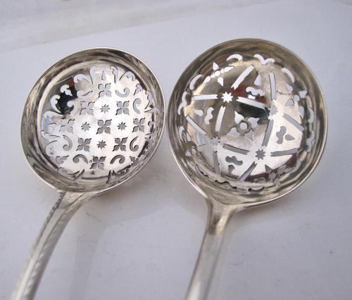 Two Georgian Silver Sifter Spoons Thomas & William Chawner London 1771 & John Lampfert London 1773 (1 of 6) Two Georgian Silver Sifter Spoons Thomas & William Chawner London 1771 & John Lampfert London 1773 (1 of 6)