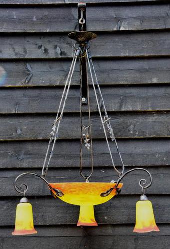 Striking Early 20th Century French Art Glass Chandelier / Ceiling Pendant Light / Hanging Lamp (1 of 4) Striking Early 20th Century French Art Glass Chandelier / Ceiling Pendant Light / Hanging Lamp (1 of 4)