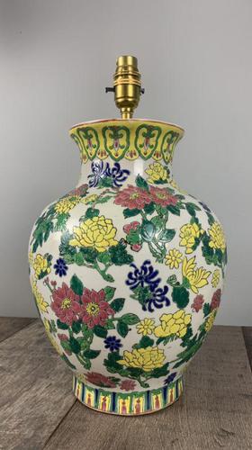 English Floral Vase Table Lamp, Rewired & Pat Tested c.1900 (1 of 9)