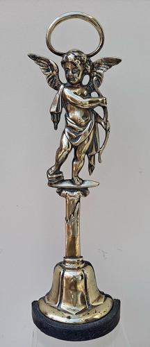 Antique English Victorian "Cupid" Brass Door Porter / Doorstop (1 of 5)