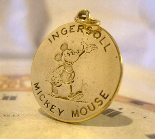 Pocket Watch Chain Ingersoll Mickey Mouse Fob 1930s Original Brass Fob (1 of 8)