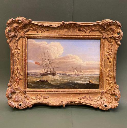 Beautifully Painted George III Period Oil Painting on Panel of a Marine Scene (1 of 5)