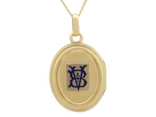 Blue Enamel & 18ct Yellow Gold Locket - Antique Victorian (1 of 9) Blue Enamel & 18ct Yellow Gold Locket - Antique Victorian (1 of 9)