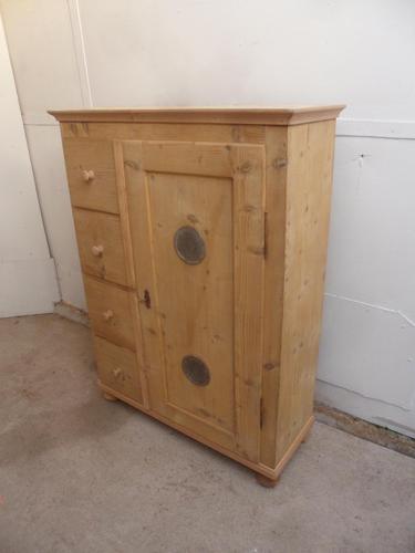 Quality 4 Drawer 1 Door Antique Pine Kitchen / Storage Cupboard to Wax/Paint (1 of 11)