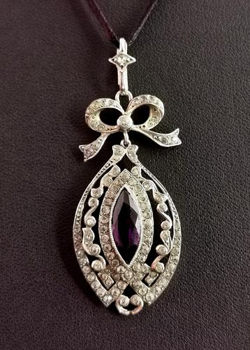 Antique Edwardian Paste Pendant, Sterling Silver (1 of 11) Antique Edwardian Paste Pendant, Sterling Silver (1 of 11)