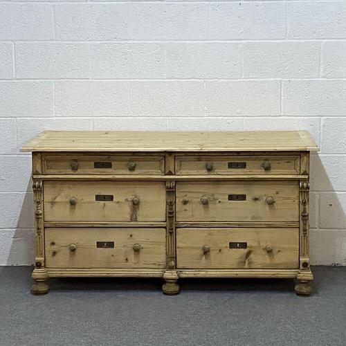 Antique pine sideboard with a bank of 6 drawers (1 of 5)