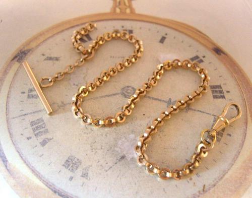 Vintage 1960s Pocket Watch Chain 12ct Rolled Gold Victorian Style Fancy Albert With T Bar (1 of 11)