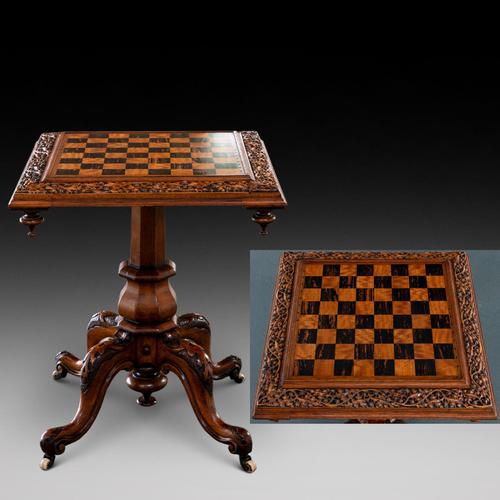 Victorian Pollard Oak Tilt-top Chess Table (1 of 10)