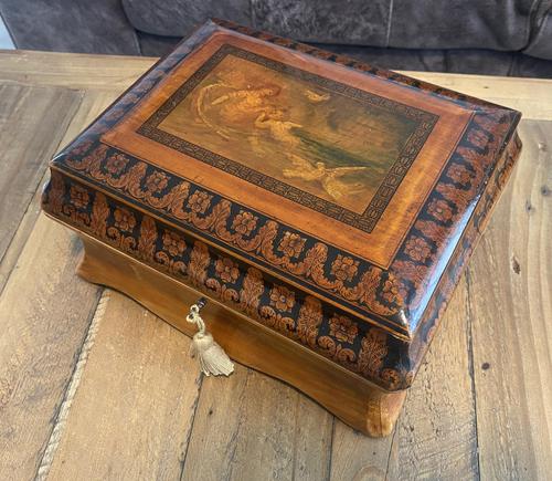 William IV Birch Penwork Jewellery Box (1 of 16)