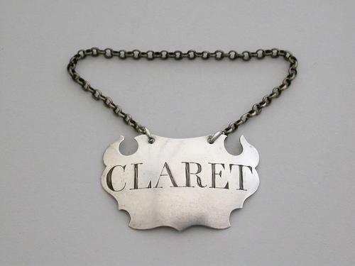 George II Plain Escutcheon Silver Wine Label 'claret', By John Harvey, London, C1746-50 (1 of 7) George II Plain Escutcheon Silver Wine Label 'claret', By John Harvey, London, C1746-50 (1 of 7)