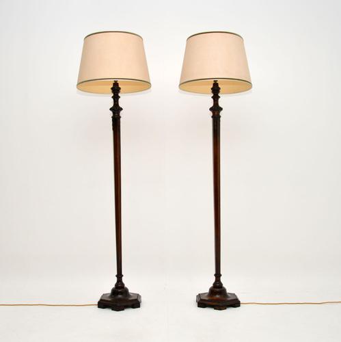 Pair of Antique Mahogany Floor Lamps (1 of 8)