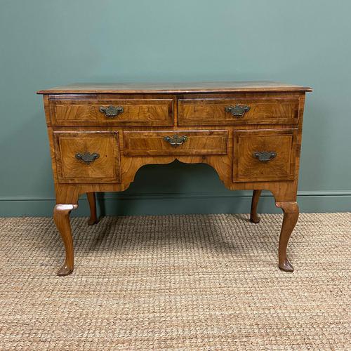 Spectacular 18th Century Figured Walnut Antique Lowboy / Side Table (1 of 5)