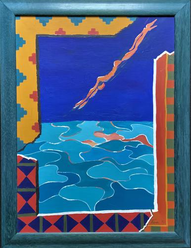 20th Century - British - Contemporary - Abstract Oil Painting of Naked Diver (1 of 11) 20th Century - British - Contemporary - Abstract Oil Painting of Naked Diver (1 of 11)