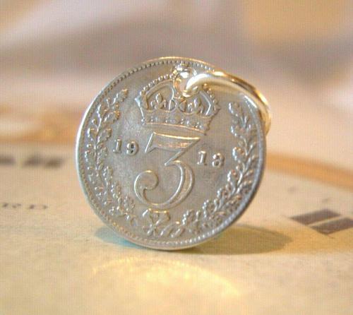 Antique Pocket Watch Chain Fob 1913 Lucky Silver Threepence Old 3d Coin Fob (1 of 6) Antique Pocket Watch Chain Fob 1913 Lucky Silver Threepence Old 3d Coin Fob (1 of 6)