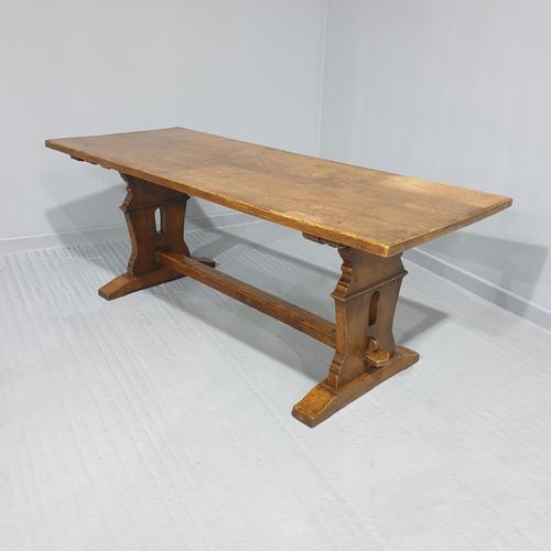 Excellent Plank Top Oak Kitchen Refrectory Table (1 of 8) Excellent Plank Top Oak Kitchen Refrectory Table (1 of 8)