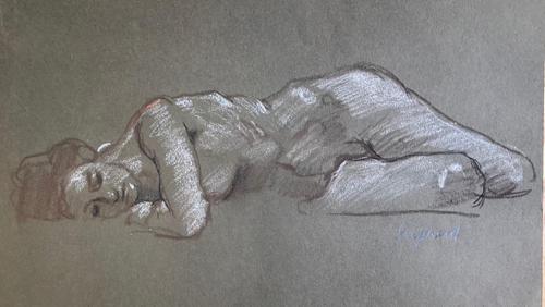 Original Chalk Drawing on Brown Paper 'Sleeping Figure' by Toby Horne Shepherd (1 of 1) Original Chalk Drawing on Brown Paper 'Sleeping Figure' by Toby Horne Shepherd (1 of 1)