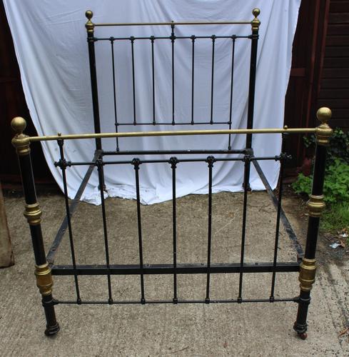 1900's Quality Brass and Iron Black Bed Frame - Check sizes. No Base (1 of 4)